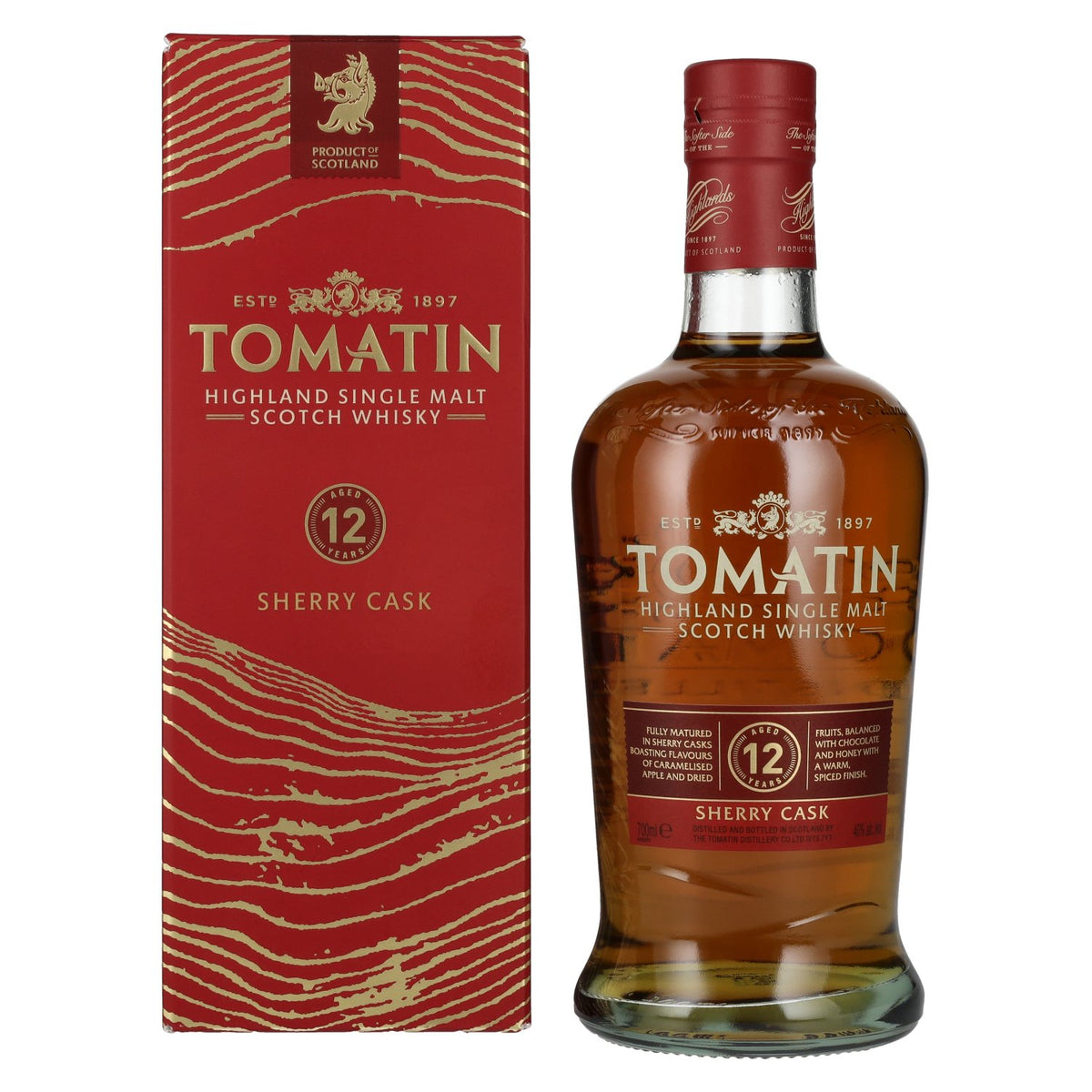 Tomatin 12 Years Old SHERRY CASK 40% Vol. 0.7l in gift box