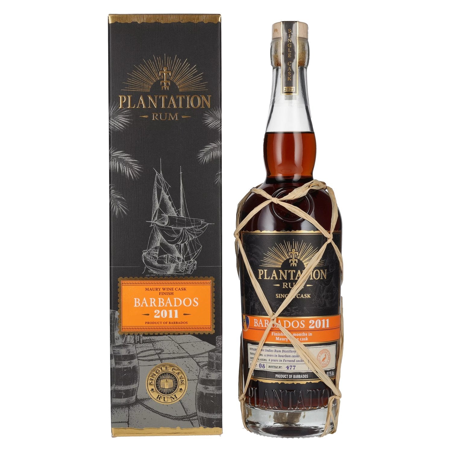 Plantation Rum BARBADOS Single Cask Maury Wine Cask Finish 2011 48.1% Vol. 0.7l in Gift Box