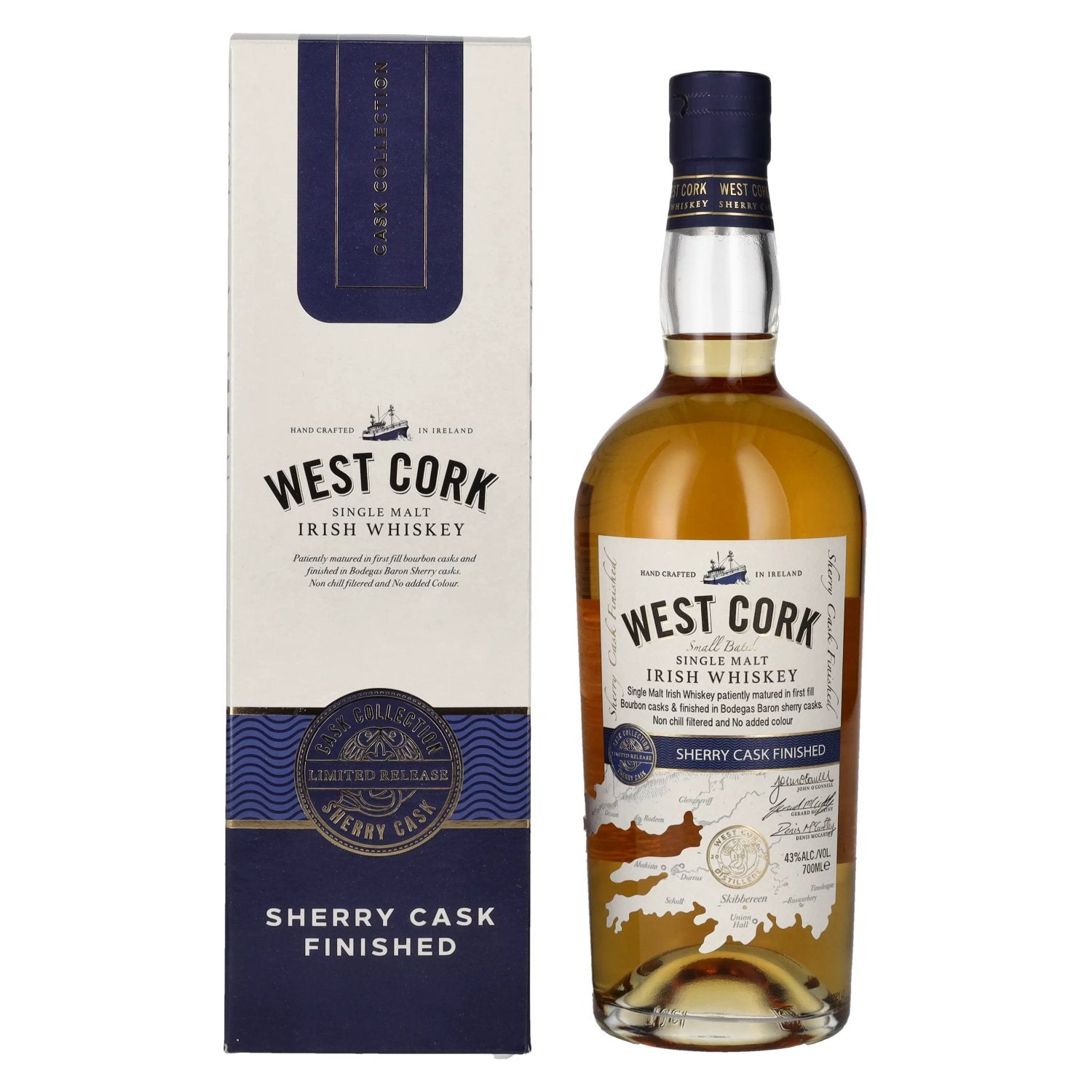 West Cork SHERRY CASK FINISHED Irish Single Malt Whiskey 43% Vol. 0.7l in Gift Box