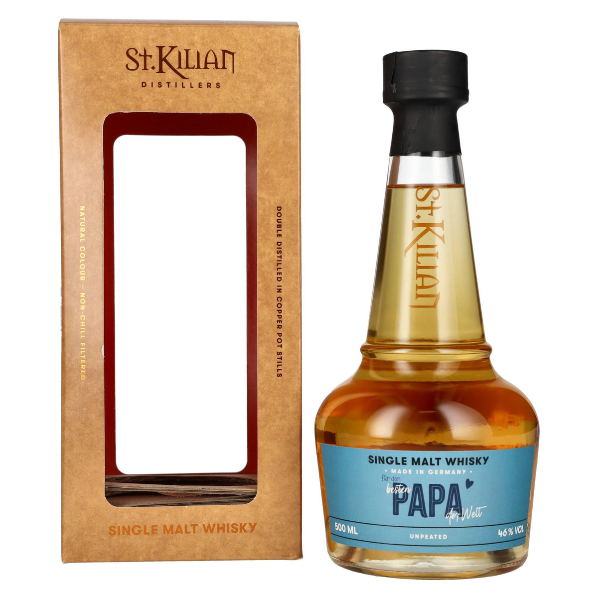 St. Kilian Unpeated Single Malt Whisky für den besten PAPA der Welt 46% Vol. 0,5l in Geschenkbox