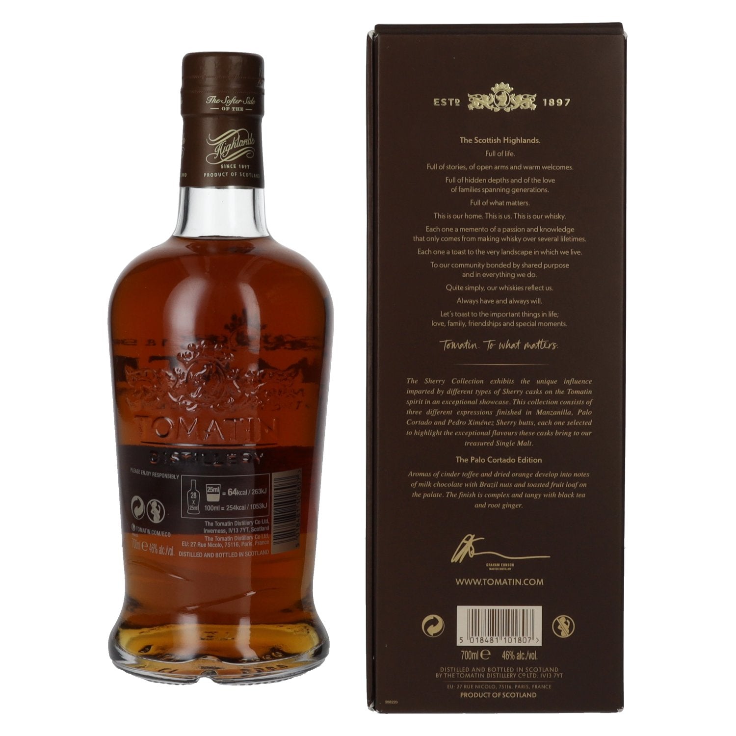 Tomatin 15 Years Old SHERRY COLLECTION Palo Cortado Sherry Butts Limited Edition 2008 46% Vol. 0,7l in Geschenkbox