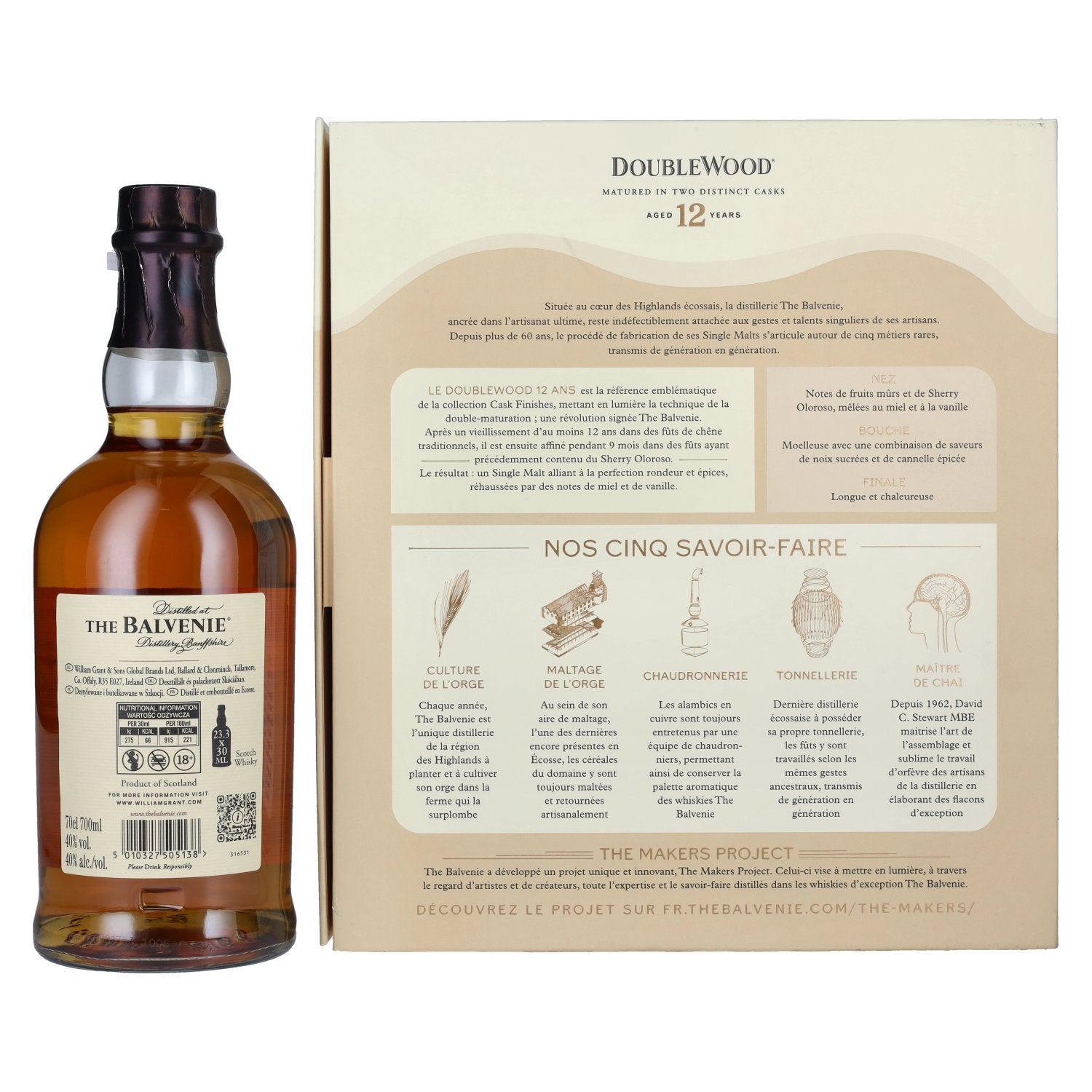 The Balvenie 12 Years Old Double Wood 40% Vol. 0,7l in Geschenkbox mit 2 Gläsern