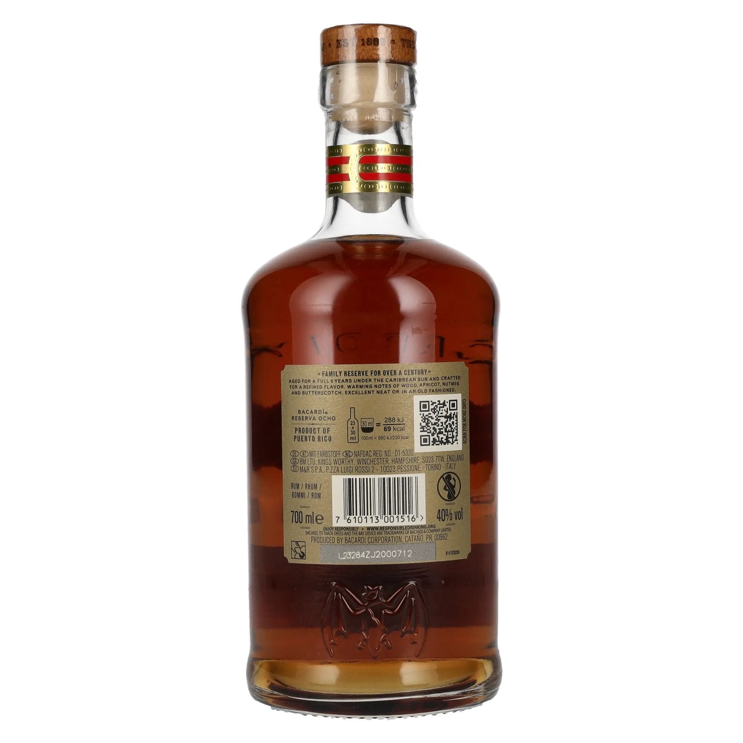 Bacardi 8 Años RESERVA OCHO Rare Gold Rum 40% Vol. 0.7l