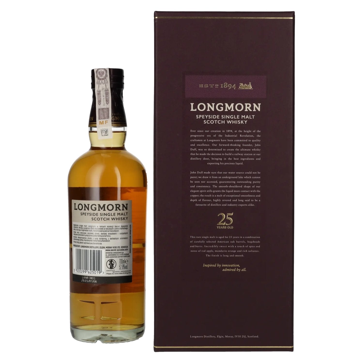 Longmorn 25 Years Old Speyside Single Malt Scotch Whisky 52.8% Vol. 0.7L in Gift Box