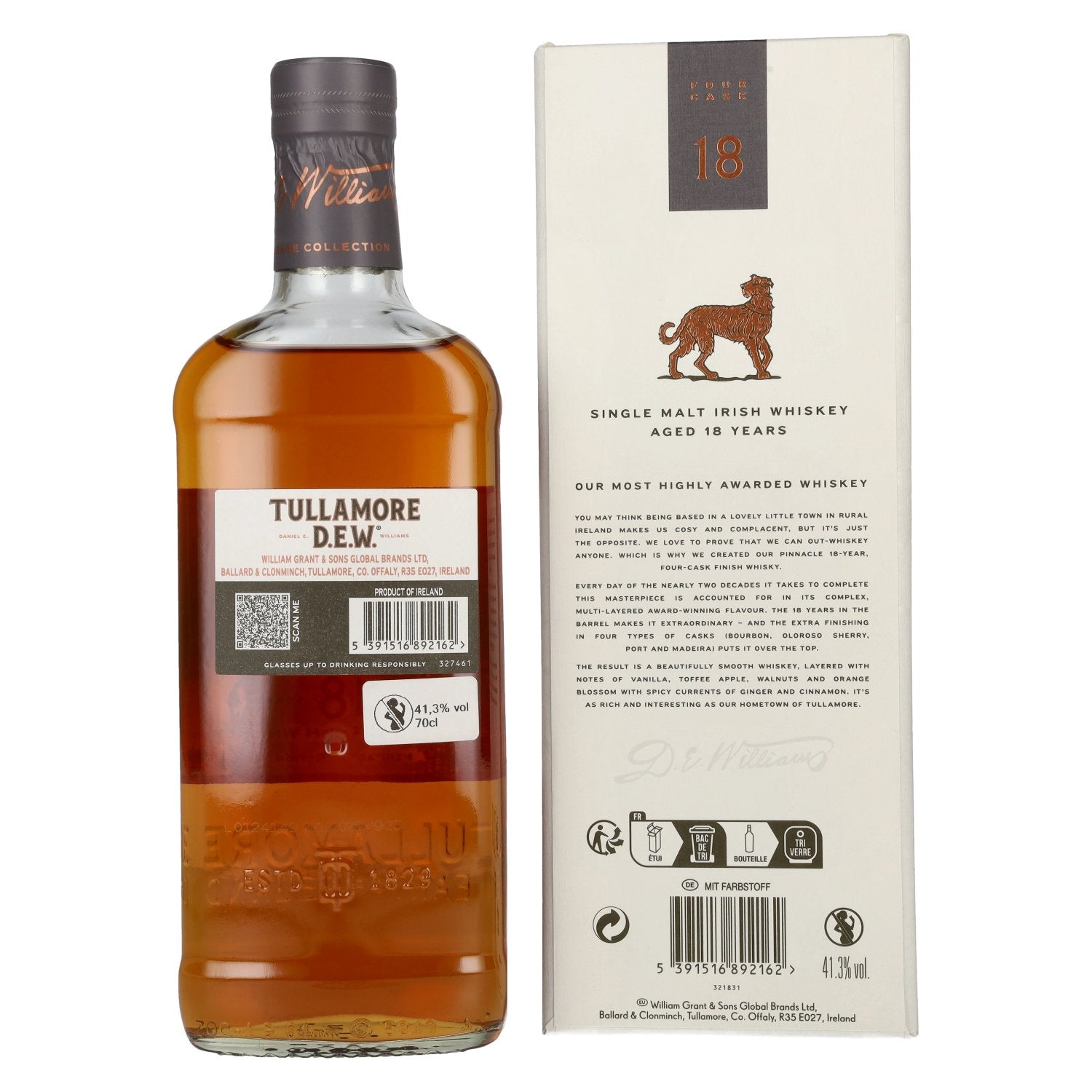 Tullamore D.E.W. 18 Years Old Single Malt Irish Whiskey 41,3% Vol. 0,7l in Geschenkbox