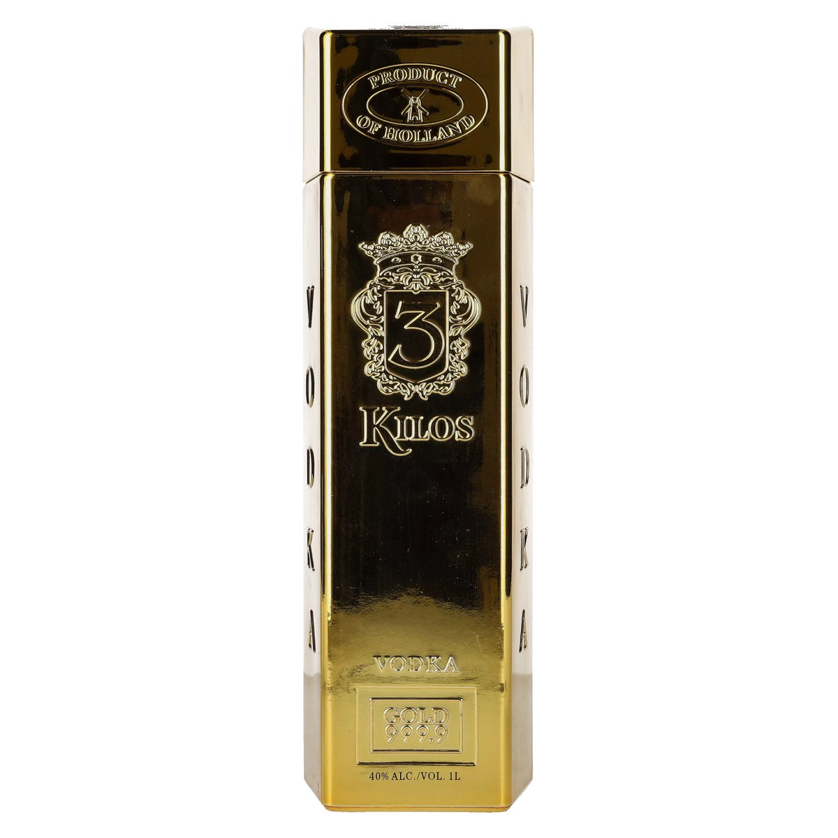3 Kilos Vodka Gold 999.9, 40% ABV, 1 litre