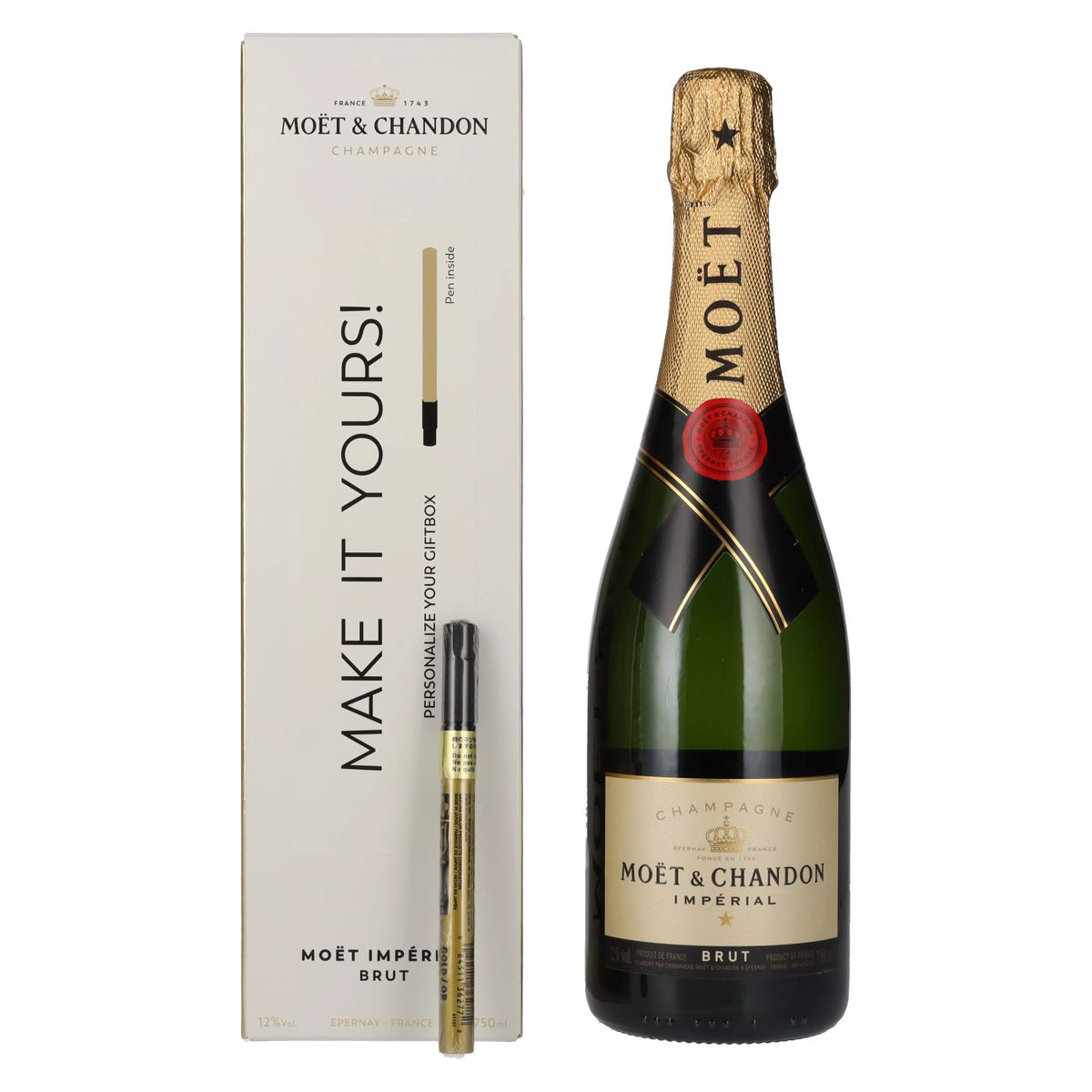 Moët & Chandon Champagne IMPÉRIAL Brut 12% Vol. 0.75l in gift box with gold pen