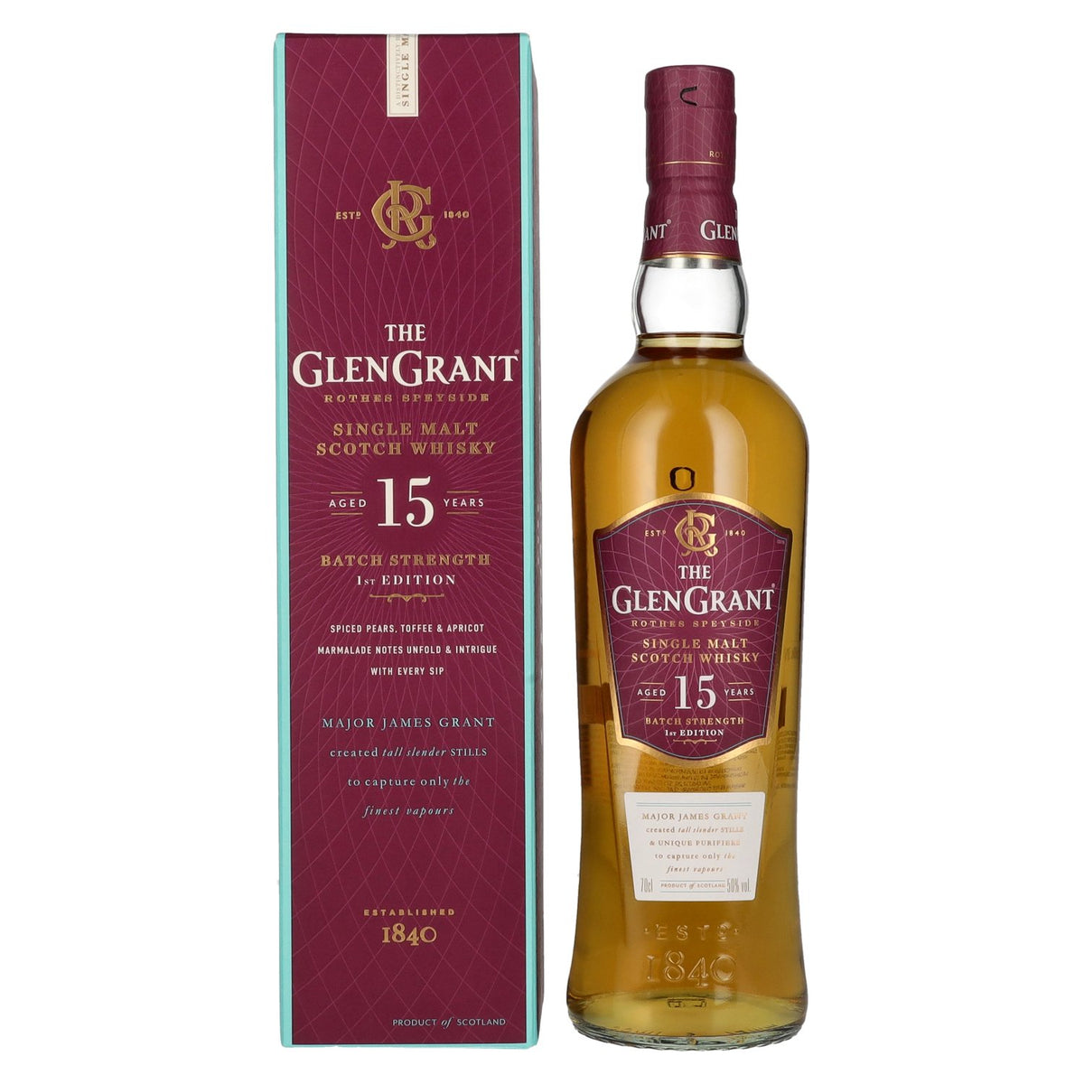Glen Grant 15 Years Old BATCH STRENGTH Single Malt Whisky 50% Vol. 0.7l in Gift Box