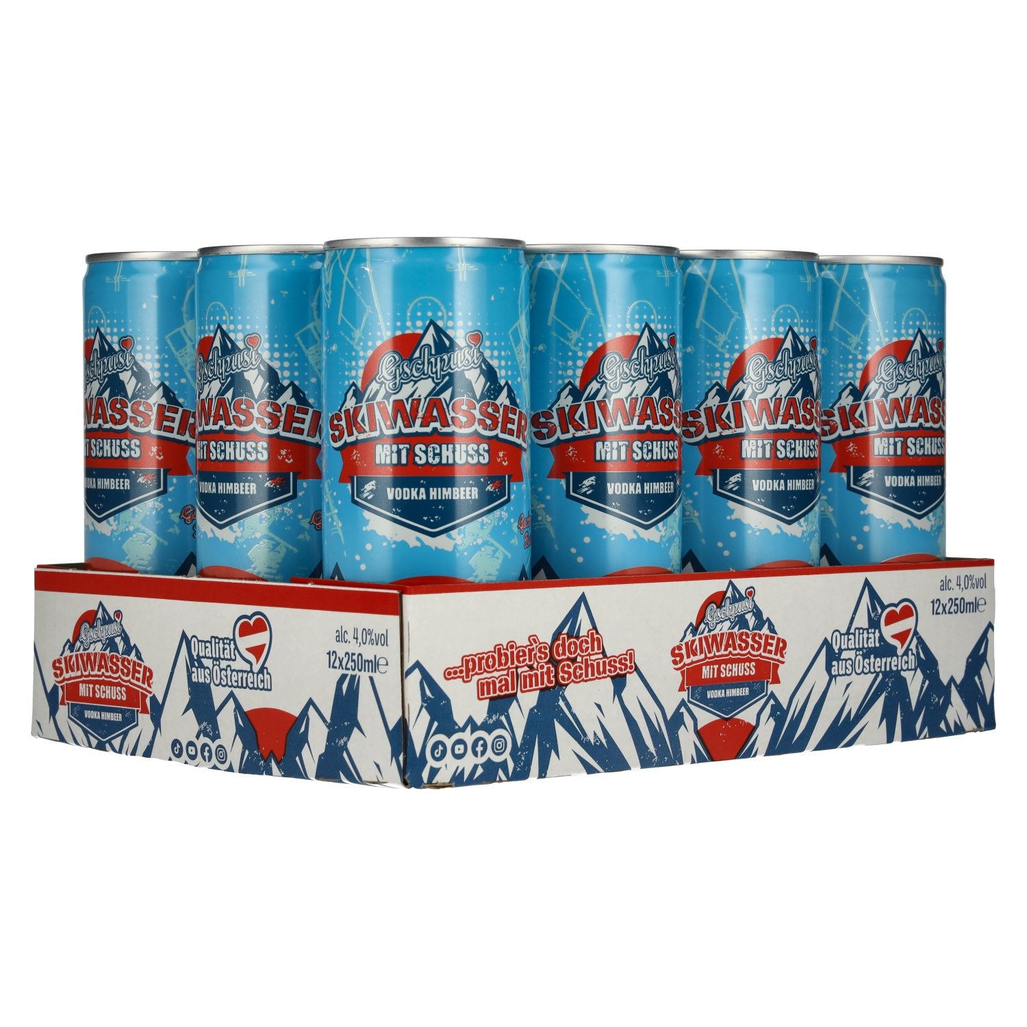 Gschpusi Skiwasser mit Schuss 4% Vol. 12x0,25l Dosen Pfand