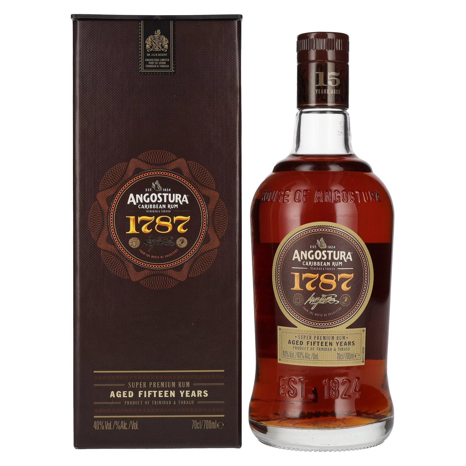 Angostura 1787 15 Years Old Super Premium Rum 40% Vol. 0.7l in Gift Box