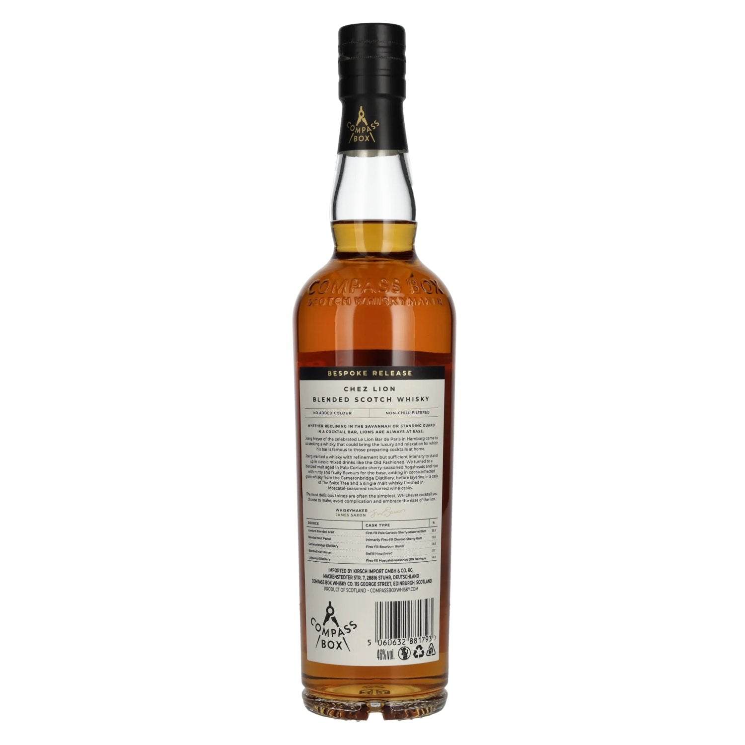 Compass Box CHEZ LION Bespoke Release Blended Scotch Whisky 46% Vol. 0.7l