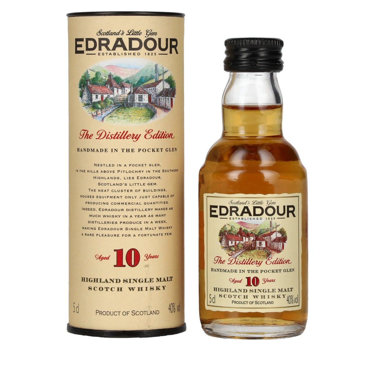 Edradour 10 Years Old Highland Single Malt Scotch Whisky, 40% ABV, 0.05 l, in a gift box