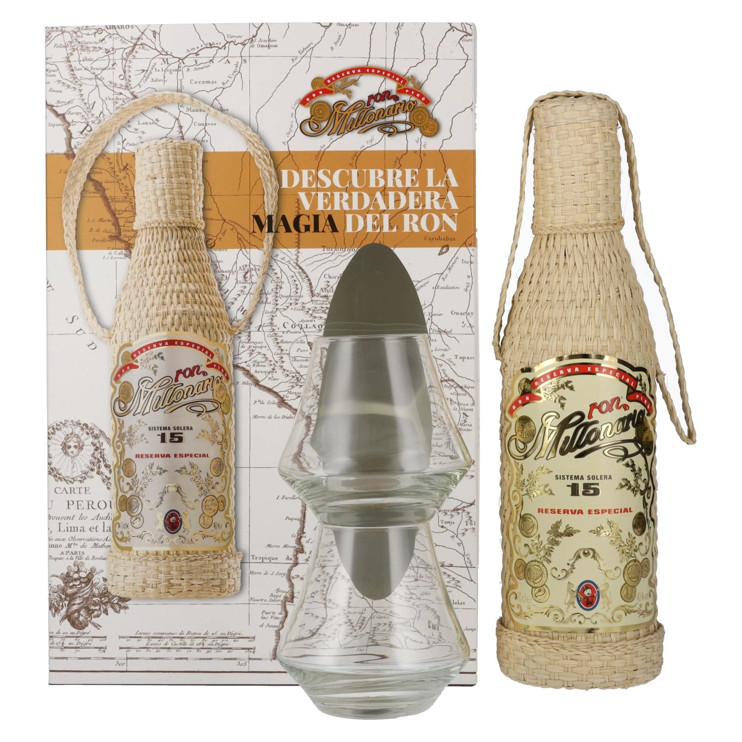 Ron Millonario 15 Solera Reserva Especial 40% Vol. 0.7l in gift box with 2 glasses