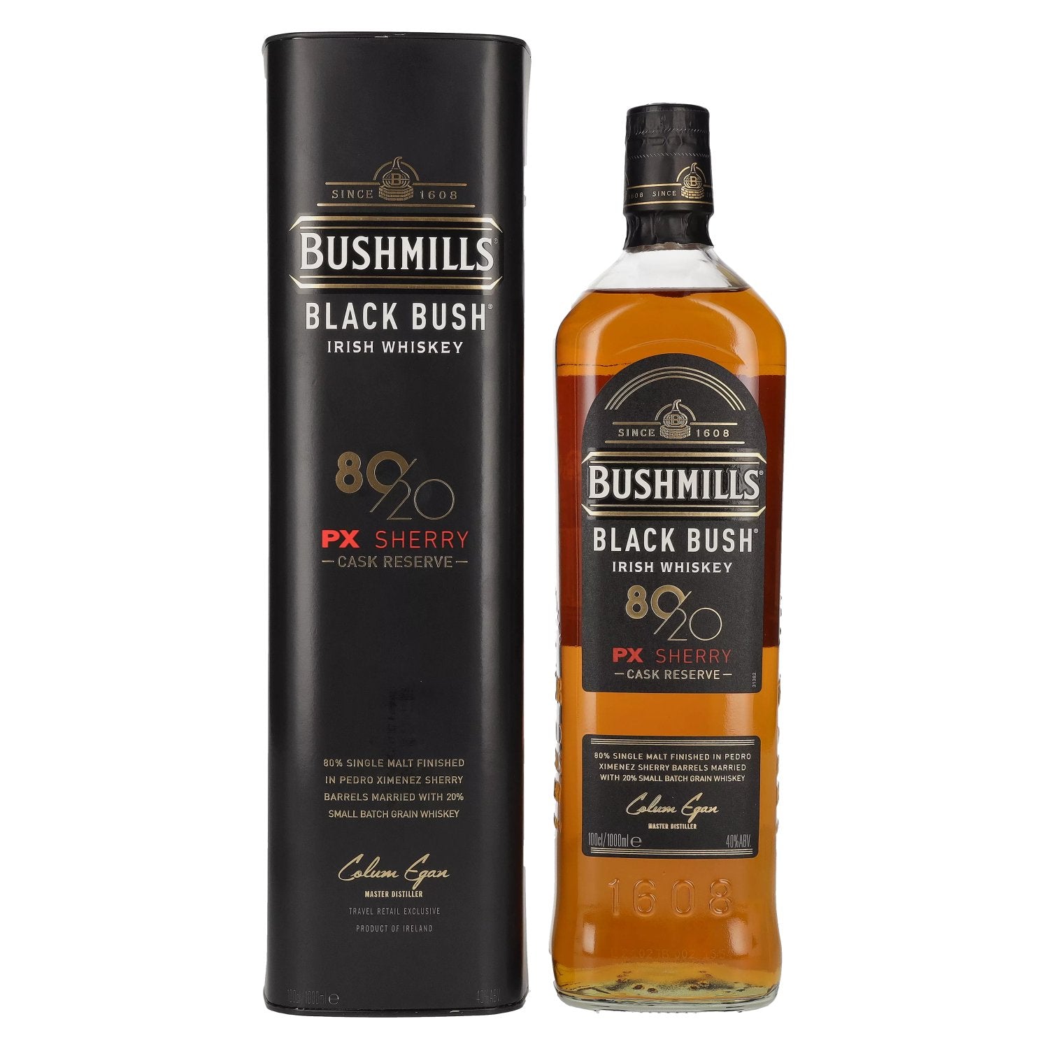 Bushmills BLACK BUSH 80/20 PX Sherry Cask Reserve Irish Whiskey 40% Vol. 1L in gift box