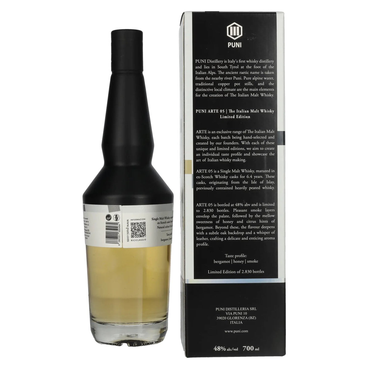 Puni ARTE N° 5 The Italian Malt Whisky Limited Edition 48% Vol. 0.7l in Gift Box