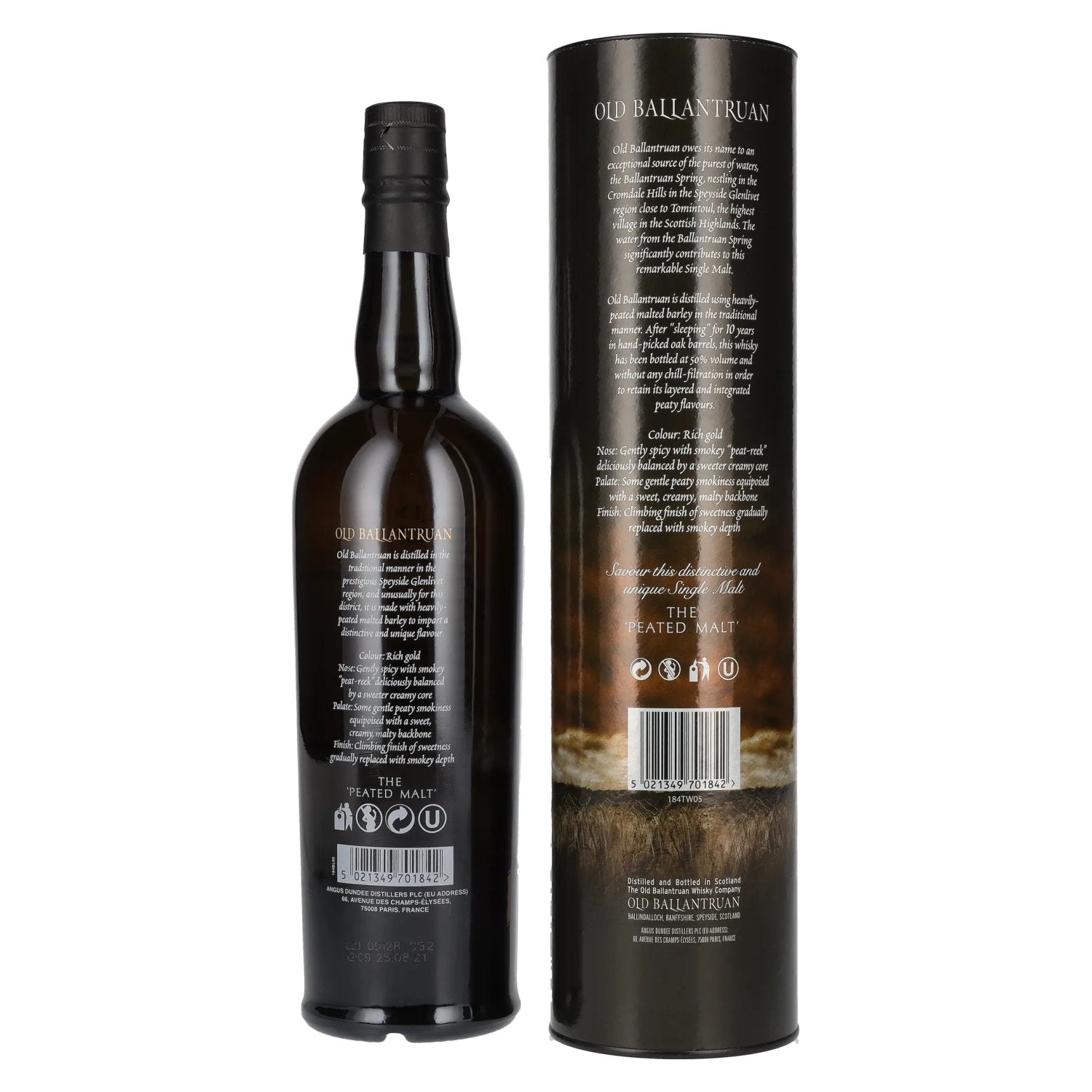 Old Ballantruan 10 Years Old THE PEATED MALT 50% Vol. 0.7l in gift box